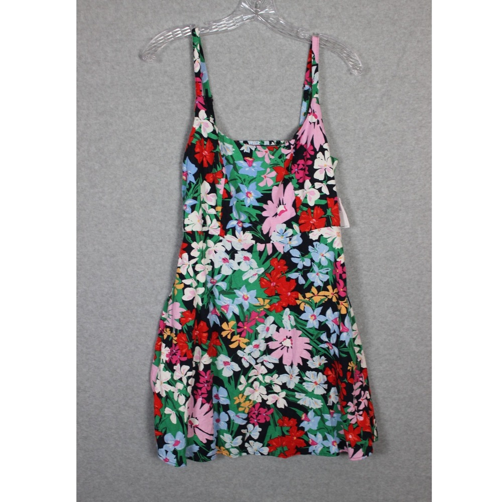Old Navy Womens Floral Print Sleeveless Dress Small Linen Tropical Beachy